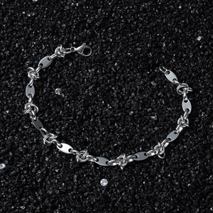 Men's Hip Hop Stainless Steel Chain Bracelet Punk Cuban Link Hand Chain With Lobster Clasp Streetwear Fashion Jewelry