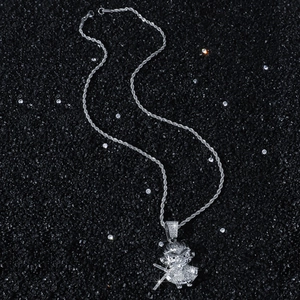 Iced-out hip hop Monkey King pendant necklace with sparkling stones on twisted rope chain