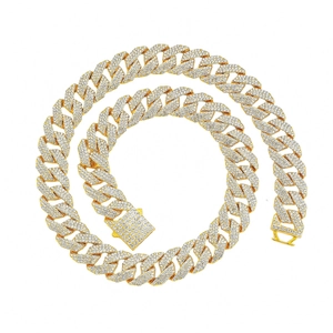 Hip Hop Herren Triple Row Strass Panzerkette Halskette Zinklegierung Gold Silber Plattiert Schwerer Schmuck Für Herren Party