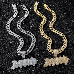 Iced Out Hip-Hop Panzerketten mit Danny-Anhänger in Gold- und Silber-Ausführung