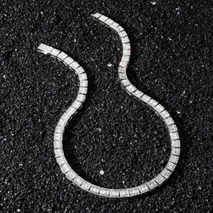 Collier tennis hip hop pour homme en argent avec zircons cubiques de coupe carrée