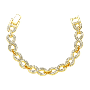 Herren Hip-Hop Armband in Gold mit Unendlichkeit-Links und glitzernden Kristallen
