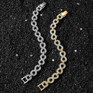 Herren Hip Hop Unendlichkeits-Gliederkette mit Mikropavé-Kristallen in Gold und Silber