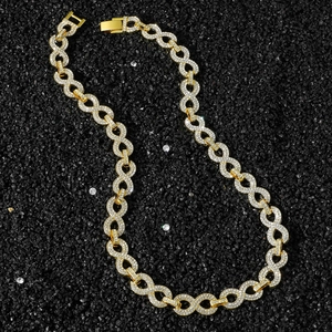 Hip-Hop-Halskette für Herren mit Infinity-Gliedern und funkelnden Kristallen in Gold