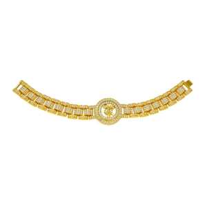 Hip Hop Men Watch Band Bracelet Rotatable Crucifix Round Pendant Full Rhinestone Alloy Inlaid Gold Silver Plated Jewelry