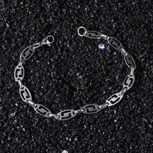 Retro Hip Hop Stainless Steel Geometric Oval Interlocking Link Chain Bracelet For Men Women Personalized Silver Jewelry