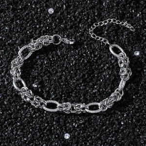 Bracelet Chaîne en Acier Inoxydable Vintage Hip Hop Pour Hommes Femmes Argent Punk Byzantine Maillons Tressés Bijoux Main Cadeau