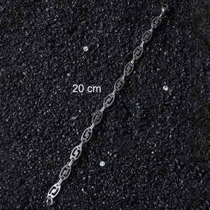 Retro hip hop style stainless steel bracelet with oval hollow G-links, length 20 cm