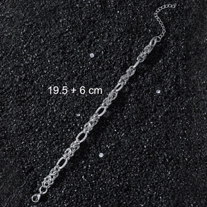 Bracelet chaîne rétro en acier titane pour hommes et femmes, longueur 19,5+6 cm