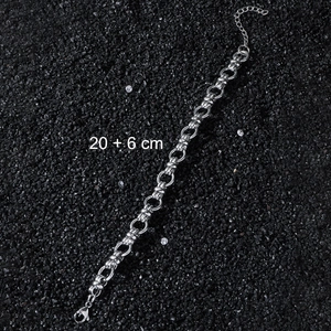 Retro hip hop style stainless steel chain bracelet with circular links and lobster clasp