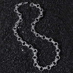 Hip Hop Edelstahl Geometrische Runde 8er Spleißkette Halskette Für Herren Damen Streetwear Minimalist Silber Schmuck