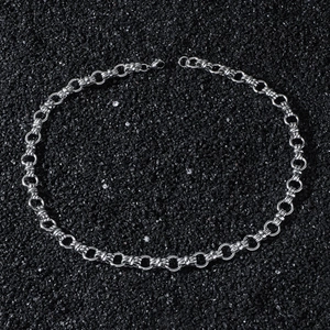 Herren Hip Hop Edelstahl Halskette mit geometrischen Gliedern in poliertem Silberfinish