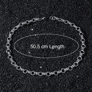 Herren Hip-Hop Edelstahl Rundgliederkette in Silber, 50,5 cm Länge für Streetwear-Style