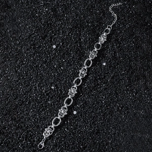 Industrial retro silver bead chain bracelet in stainless steel with lobster clasp