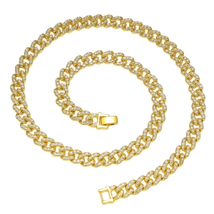 Hip Hop Panzerkette Halskette Für Damen Zinklegierung Vollbesetzt Mit Strass Iced Out Statement Schmuck Mode Geschenk