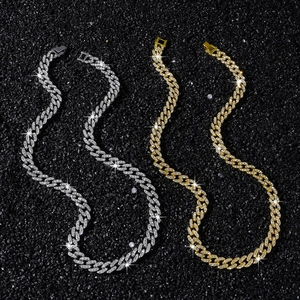 9mm Panzerketten in Silber und Gold mit funkelnden Strasssteinen im Hip-Hop-Stil