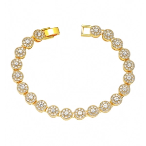 Bracelet tennis doré de 8 mm avec strass ronds étincelants pour femmes élégantes