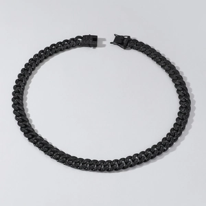 Men's 13mm black iced out Cuban link chain necklace with high gloss hip hop style