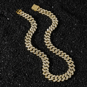 Hip Hop Men Full Rhinestone Cuban Link Necklace Zinc Alloy Rhombus Splicing Chain Iced Out Gold Silver Jewelry For Party
