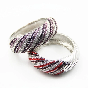 Vintage Luxury Alloy Rhinestone Spiral Bangle Bracelet For Women Colorful Inlaid Chunky Jewelry Wedding Party Gift