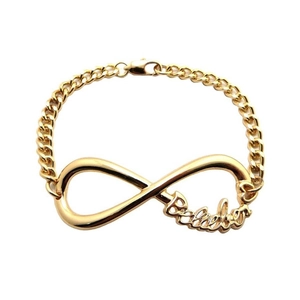 Alloy Infinity Believe Letter Bracelet For Women Vintage Electroplated Rhinestone Curb Chain Hip Hop Fashion Jewelry Bracelet