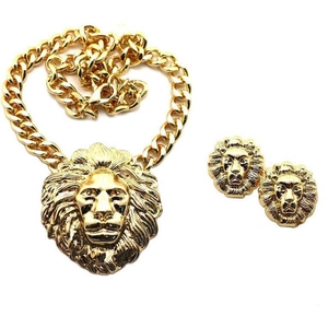 Vintage Exaggerated Lion Head Necklace Only Alloy Relief Pendant Silver Color Cuban Chain Necklace For Women Nightclub Hip Hop Jewelry