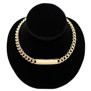 Streetwear Alloy Curb Chain Necklace For Women Men Gold Silver Black Blank Rectangular ID Tag Pendant Chunky Link Chain Jewelry