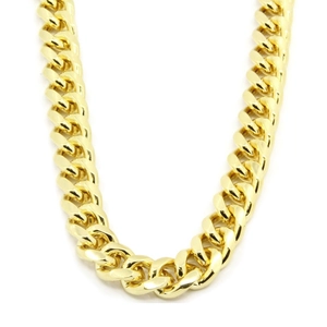 Classic 12mm wide chunky gold Cuban link chain necklace for men in polished finish
