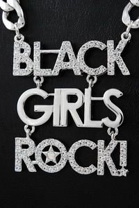 Silberne Black Girls Rock Halskette mit Strasssteinen und klobiger Panzerkette