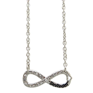 Collier pendentif infini avec détail cœur et gravure Believe en alliage blanc