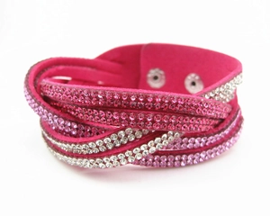 Fashion Multi-Layer Wrap Braided Bracelet For Women Men Korean Velvet Rhinestone Inlaid Snap Button Bohemian Jewelry Gift