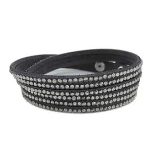 Bracelet en Cuir Multicouche à la Mode pour Femme Strass Rivets Punk Bracelet en Daim Bijoux Vintage Boho