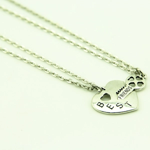 Colliers en Alliage Argent Antique Avec Pendentifs Puzzle Cœur Clé Gravure Best Friends Bijoux Amitié BFF pour Femmes
