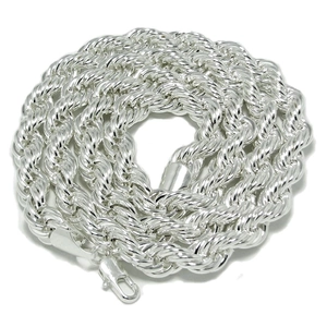Silver twist chain necklace 10mm thick 90cm long with lobster clasp on white background