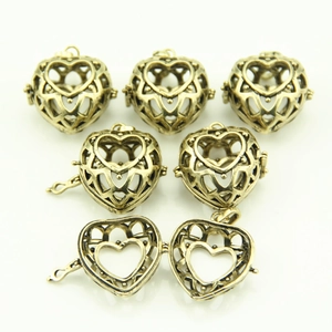 Vintage Alloy Hollow Heart Locket Pendant Antique Bronze Filigree Openable Heart Charm For Jewelry Making DIY Accessory