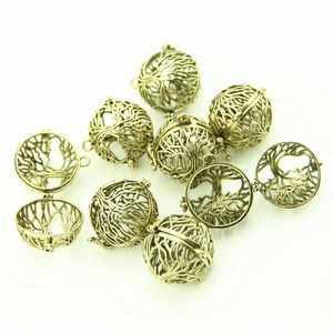 Vintage Antique Bronze Alloy Hollow Tree Of Life Locket Pendant For DIY Jewelry Making Openable Spherical Branch Pattern Pendant