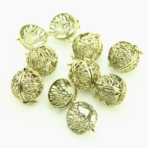 Antique bronze hollow tree branch sphere pendant with hinged opening for DIY jewelry