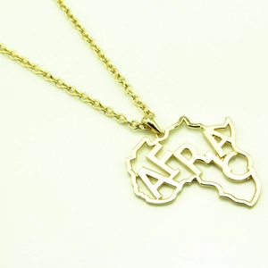 Western Alloy Gold Africa Map Pendant Necklace For Women Men Hollow Letter Africa Pendant Necklace Rhinestone Electroplated Jewelry