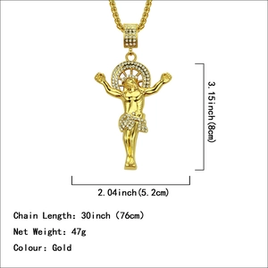 Iced Out Jesus Anhänger Halskette in Goldoptik mit funkelnden Strasssteinen für Herren