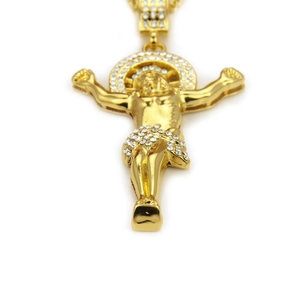 Goldene Jesus Anhänger Halskette mit Strasssteinen und Hip-Hop-Stil für Mode