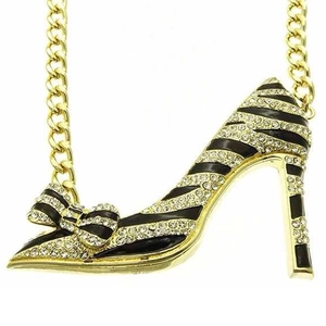 Mode Legierung Schleife Stöckelschuh Anhänger Halskette Strass Eingelegt Gold Silber Galvanisiert Schmuck Für Damen Party Geschenk