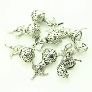 Antique silver angel wing cage pendant locket for DIY necklace jewelry making