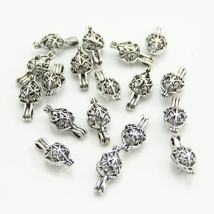Vintage Silver Hollow Magic Box Pendant Openable Essential Oil Diffuser Charm Accessories For DIY Jewelry Making Women