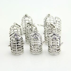 Vintage DIY Jewelry Accessories Antique Silver Plated Hollow Birdcage Pendant Openable Locket Cage Charms For Necklace Making