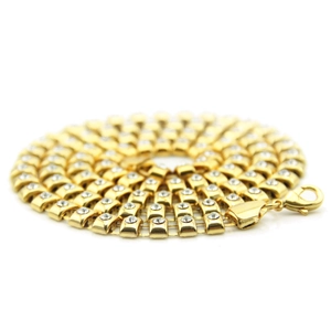 Gold plated hip hop chain necklace with sparkling crystals and lobster clasp