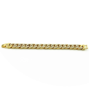 Pulsera cubana dorada para hombre con pedrería brillante de estilo hip hop moda