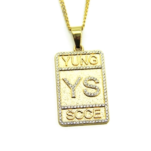 Hip Hop Legierung Strass Erkennungsmarke Halskette Iced Out Buchstaben Anhänger Vergoldet Panzerkette Herren Schmuck Geschenk