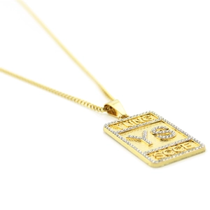 Halskette mit goldenem Militär-Dog-Tag im Hip-Hop-Stil mit Diamanten und Buchstaben-Gravur
