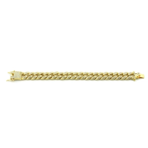 Bracciale cubano hip hop dorato da 12 mm con cristalli scintillanti e chiusura sicura