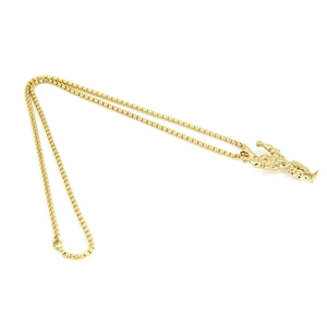 Polished gold-plated hip hop necklace featuring a detailed muscular man bodybuilder pendant